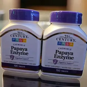 P0054 21st Century Papaya Enzyme Chewable 2 Pack And Pineapple Digestive Enzymes Free Ship