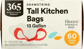9.94825e 365 By Whole Foods Market Bag Kitchen Tall Drawsting Flextra 13 White