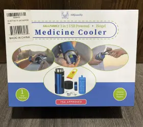 4 All Family 615666277712 Stainless Medicine Cooler Blue Fits 6.8 Inch Tall X 1.3 Wide No Cord
