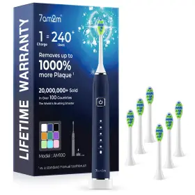 Am100-navy 7am2m Electric Toothbrush 40000vpm 5 Modes Wireless Fast Charge Navy Blue Sonic