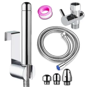 Absok 414825638270 Bathroom Handheld 59 Inch 3 Heads Aluminum Enema Shower Cleaner - Douche Syst