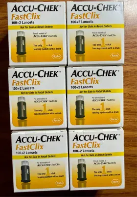 Accu-chek 365702291102 Lot Of 6 Fastclix Diabetes Testing Lancets - 102 Pieces Each 612 Total