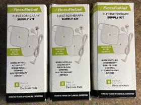 Accurelief 023601200310 Lot Of 3 Boxes Universal Tens Unit Supply Kit Pads Lead Wire 24 Pair