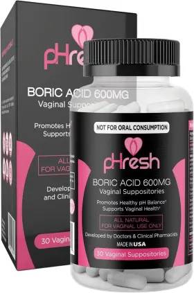 Ace Nutrition 851876008115 Phresh Boric Acid Suppositories For Women Odor Use