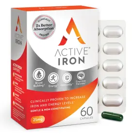 Activeiron 735850691220 Iron Supplement 25mg 60 Capsules Active Clinically Proven Increase Energy Levels