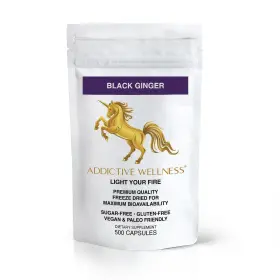 Addictive Wellness 850026659139 Supplement Black Ginger Capsules 500 Veggie Caps Energy Stamina Full