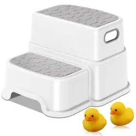 Yt-8869 Ajvv Toddler Step Stool 2 Stools For Kids With Anti-slip Surface And Gray
