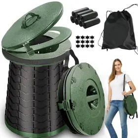 Alevmoom 768443712491 Xxl Portable Toilet For Camping 880lbs Capacity 19.7 Inch H Green