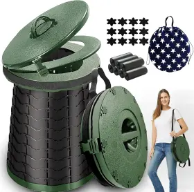 Toilet-2023 Alevmoom Xxl Portable Toilet For Camping 880lbs Capacity 19.7 Inch H Green