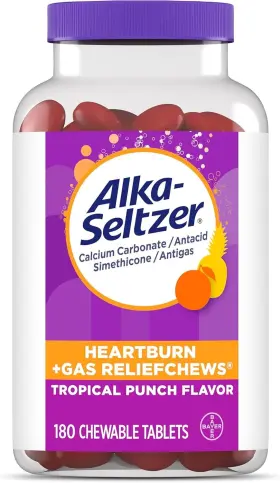 Alka-seltzer 016500591504 Heartburn Gas Reliefchews Fast Antacid 180 Count Pack Of 1