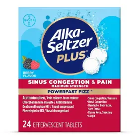 Alka-seltzer 016500598916 Plus Maximum Strength Sinus Congestion And Pain Tablets 24 Count