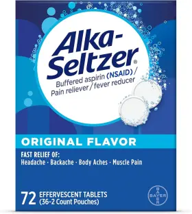 54605 Alka-seltzer Effervescent Tablets Original Flavor Fast 72 Count Pack Of 1