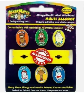 Allermates 819556010551 Peanut Nut Egg Dairy Wheat Asthma Multi Allergy Wristband Silicone