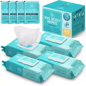 Allsett Health 445041936988 Xl Body Wipes For Adults - 8 Inch X 12 200 Count Adult Eldery Shower