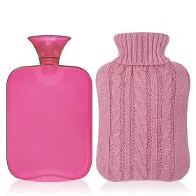 Altatac 017222123530 Hot Water Bottle With Cute Knitted Cover 2l Bag For Large Pink