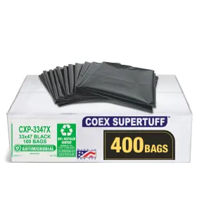 Cxp-3347x Aluf Plastics Trash Can Liners 40-45 Gallon 1.5 Mil Black Heavy Duty 33 X47 Pack 400