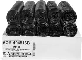 Hcr-404816b Aluf Plastics High Density Trash Bags 45 Gallon 250 Count 16 Micron Black