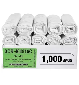 Scr-404816c Aluf Plastics Trash Bags 45 Gallon Clear 39 X 46 1000 Count Pack Micron High