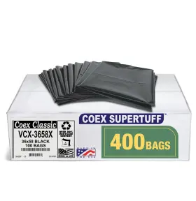 Vcx-3658x Aluf Plastics Garbage Bags 55 Gallon 1 Count Black 1.5 Mil 36x58 Value 50-55