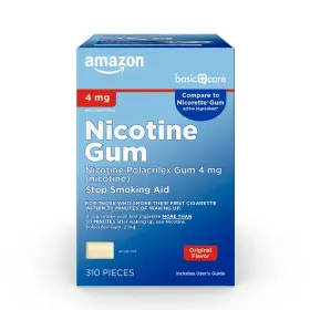 Amazon Basic Care 195515004169 Nicotine Polacrilex Gum 4 Mg 310 Count Original Flavor Uncoated Stop