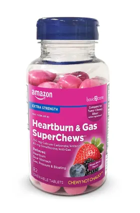 Amazon Basic Care 195515011747 Heartburn And Gas Superchews 82 Count Pack Of 1 Mauve