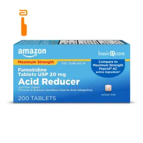 Amazon Basic Care 195515048828 Maximum Strength Famotidine 200 Count Pack Of 1 White