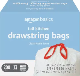 Amazon Basics 195515020022 Scented Trash Bags Tall Kitchen 200 Count Pack Of 1 White