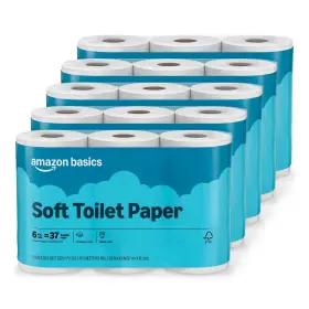 421193 Amazon Basics 5 Pack Toilet Paper 350 Sheets 2-ply Soft Rolls Packs Septic Safe Regular