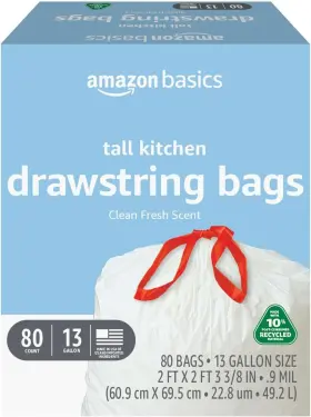 Amzb4-13gw-0.9ds-80-fresh-pcr Amazon Basics - Tall Kitchen Trash Bags 13 1 Count Pack Of 80 White