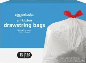 B092vpgjb9 Amazon Basics Flextra Tall Kitchen 120 Count Pack Of 1 White Red