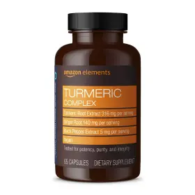 Amazon Elements 842379193422 Turmeric Complex 316mg 65 Capsules Curcumin Ginger Black Pepper Joint