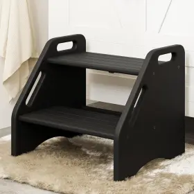 Cssbk001usam06 Ambird Wooden Step Stool Two Stools 300 Lbs 13.2&apos &apos H Black