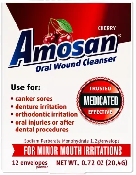 Amosan 818273020089 Oral Wound Cleanser - Cherry 20.4g Multicolor