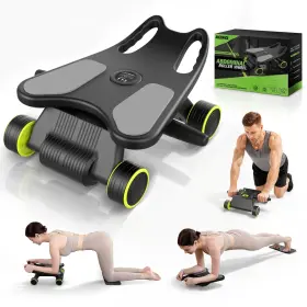 Ab-sku-gb-mm8be0j1-lqju4wxl Amzdance Ab Roller With Elbow Support 4-wheel Core Workout Machine Home Gym Equipment