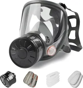 Amzyxuan 726084285798 Full Face Gas Mask Survival Nuclear Chemical 40mm Activated Carbon Filter Vapors