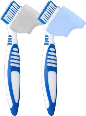 Z51s90020 Anbbas Dual Bristle Heads Denture Brush With Cover Case Dental Cleaning Se
