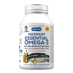 108533 Andrew Lessman Omega 3 Softgels 360 Count Maximum Essential Orange Fish Oil Dha