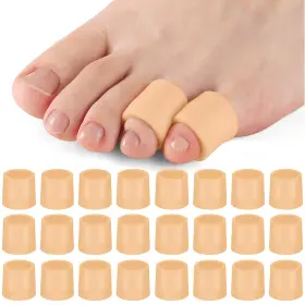 Aorange 683125840913 Silicone Toe Sleeves 24 Count Pain Relief Pinky Protector Corn Nude