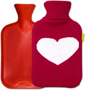 4332414887 Aquapapa Hot Water Bottle Large Classic Non Toxic Natural Rubber Bag With Heart Red