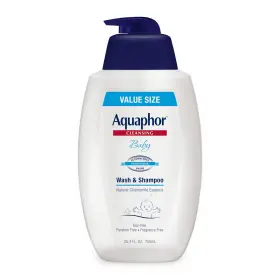Aquaphor 072140021085 Baby Wash And Shampoo Unscented 25.4 Fl Oz Pump Bottle Infant Toddler