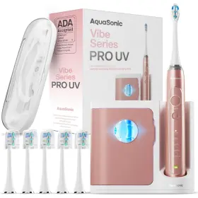 Aquasonic 810016717461 Electric Toothbrush 5 Modes Uv Sanitizing Smart Timer Satin Rose Gold