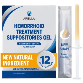 Ariella 810169303795 Hemorrhoid Treatment Suppository For Itch Pack Of 12 White