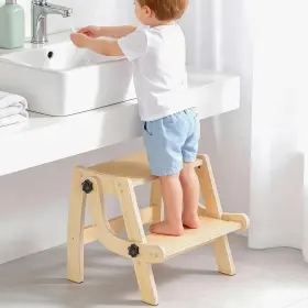 938523 Arwion Toddler Step Stool Foldable For Kids Convert To Natural Wood