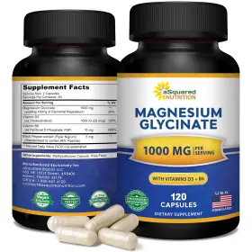 B6-500mg Asquared Nutrition 810743030666 Magnesium Glycinate 500mg Vitamin D3 B6 Sleep Muscle Bone 120 Capsules