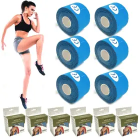 5354551-6pc Atb 6 Rolls Sport Kinesiology Tape Precut Athletic Adhesive Muscle Therapy Band 2yrd