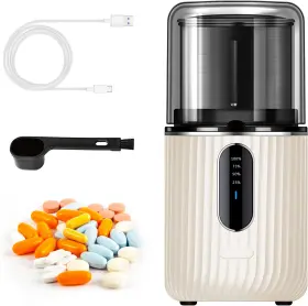 10032 Aussnice Cordless Electric Pill Crusher Grinder - Cutters For Small Or Beige