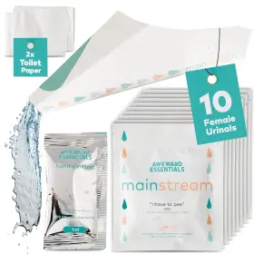 41110 Awkward Essentials Disposable Female Urination Device Pack Of 10 Portable Urinal For White