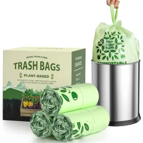 0912 Ayotee Compost Bags 1.6 Gallon With Handle Tie 75 Count Pack Of 1 Green