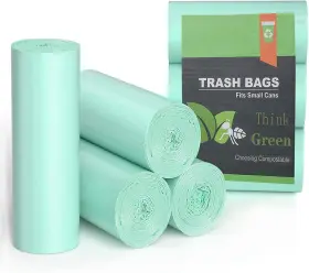 Ayotee 664918682125 75 Counts Mini Garbage Bags 1.2 Gallon Small Compostable Trash Green