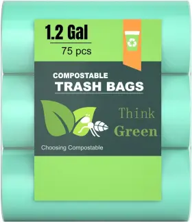 Ayotee 664918682163 Trash Bags Small 1.2 Gallon Garbage For Home Office Green